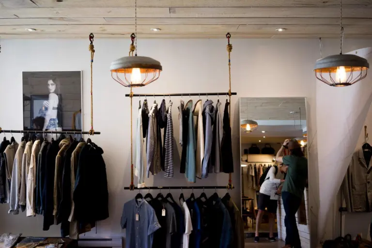 Fashion boutique with clothing racks
